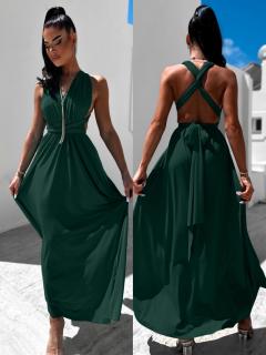 Smaragdové elegantní šaty BEATRICE s vázáním Velikost: ONESIZE