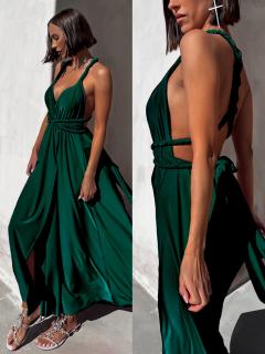 Smaragdové elegantní šaty KATIE s vázáním Velikost: ONESIZE