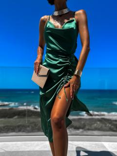 Smaragdové elegantní šaty STELLAR s řasením Velikost: ONESIZE