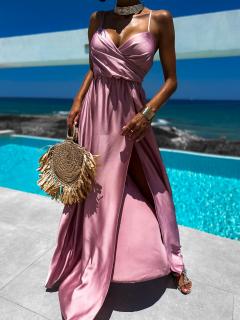 Starorůžové elegantní šaty PATILLA s rozparkem Velikost: ONESIZE