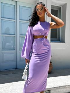 Světle fialové dlouhé elegantní šaty NONIENY s průstřihem Velikost: ONESIZE