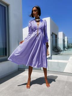 Světle fialové elegantní šaty PHINANEY s dlouhým rukávem Velikost: ONESIZE