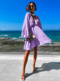 Světle fialové krátké šaty RANGE s výstřihem do V Velikost: ONESIZE