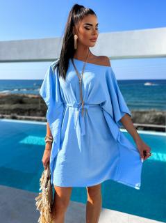 Světle modré elegantní šaty  MEERA na zavazování Velikost: ONESIZE