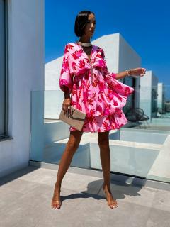 Světle růžové elegantní šaty PHENIENI s volánky Velikost: ONESIZE