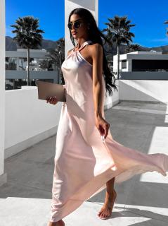 Světle růžové lesklé elegantní šaty CORALLINE Velikost: ONESIZE