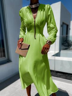 Světle zelené elegantní šaty PHINANEY s dlouhým rukávem Velikost: ONESIZE