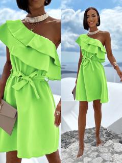 Světle zelené volánkové šaty PURPOSE s vázáním Velikost: ONESIZE