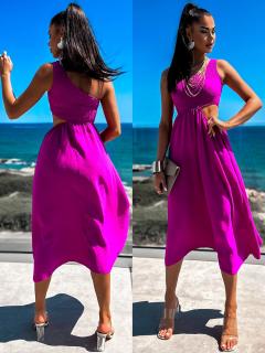 Tmavě fialové dlouhé elegantní šaty LUTISO s průstřihy Velikost: ONESIZE