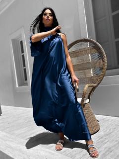 Tmavě modré lesklé elegantní šaty GLADIOLUS Velikost: ONESIZE