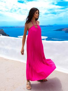 Tmavě růžové lesklé elegantní šaty AUSTERE