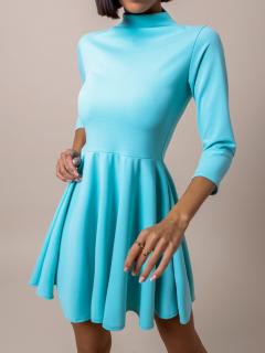 Tyrkysové elegantní šaty GROUND s dlouhým rukávem Velikost: ONESIZE