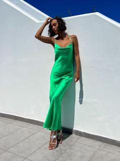 Zelené dlouhé lesklé šaty KARRIN