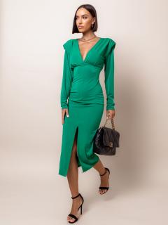 Zelené elegantní šaty CLOVER s rozparkem Velikost: ONESIZE