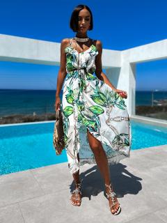 Zelené elegantní šaty SELYSE s volánky Velikost: ONESIZE