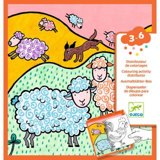 DJECO Zábavná krabička s omalovánkami a hrami - Farma