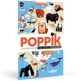 POPPIK Vzdělávací samolepkový plakát ZVÍŘATA SVĚTA