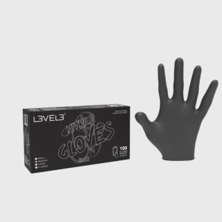 L3VEL3 Nitrile Gloves Black profesionální nitrilové rukavice 100 ks Velikost: S