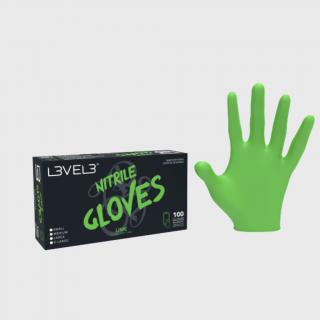 L3VEL3 Nitrile Gloves Lime profesionální nitrilové rukavice 100 ks Velikost: L