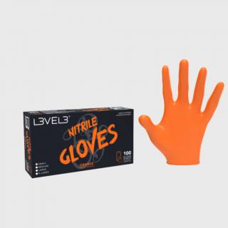 L3VEL3 Nitrile Gloves Orange profesionální nitrilové rukavice 100 ks Velikost: M