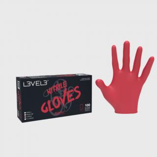 L3VEL3 Nitrile Gloves Red profesionální nitrilové rukavice 100 ks Velikost: L