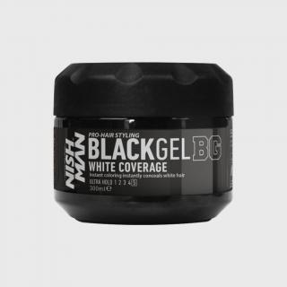 Nish Man Black Gel White Coverage černý gel na vlasy pro krytí šedin 300 ml