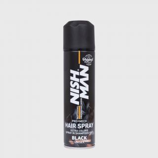 Nish Man Pro Mech Hair Spray Black barevný sprej na vlasy černý 150 ml