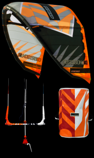 nafukovací kite RRD Obsession MK9 oranžová/šedá 12m² Velikost Kitu: 12m², Bar: V8-4line, Pumpa: S pumpou