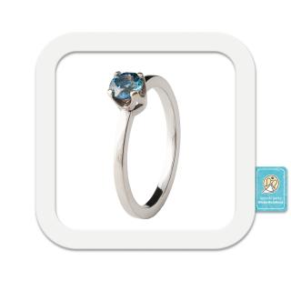 Zásnubní prsten zlato bílé s modrým topazem 585/1,90g