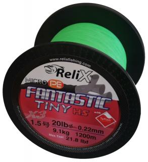 Awas Pletená Šnůra ReliX Fantastic Tiny Fluo Green 1200m Nosnost: 9,1kg, Průměr: 0,22mm