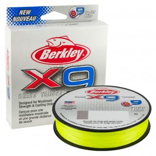 Berkley Šňůra x9 Braid - Žlutá Nosnost: 7.60kg, Průměr: 0,08mm
