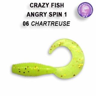 Crazy Fish Gumová Nástraha Angry Spin 06 Chartreuse Délka cm: 2,5cm, Počet kusů: 8ks