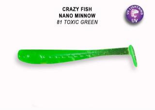 Crazy Fish Gumová Nástraha Nano Minnow 81 Toxic Green Délka cm: 4cm, Hmotnost: 1,5g, Počet kusů: 8ks