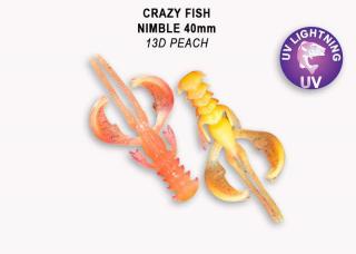 Crazy Fish Gumová Nástraha Nimble 13D Peach Délka cm: 4cm, Počet kusů: 9ks