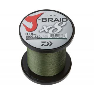 Daiwa Pletená Šnůra J-Braid X8 Zelená 1m Nosnost: 9,0kg, Průměr: 0,16mm