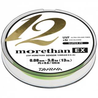 Daiwa Pletená Šňůra Morethan 12 Braid  Lime Green 135m Nosnost: 5,8kg, Průměr: 0,08mm