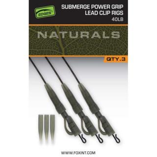 Fox Montáž Naturals Submerge Power Grip Lead Clip Leaders 75cm 3ks Nosnost: 40lb