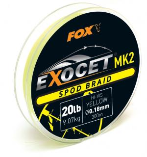 Fox Šňůra Exocet MK2 Spod Braid Yellow 300m Nosnost: 9,07kg, Průměr: 18mm, Varianta: 20lb