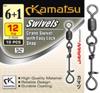 Kamatsu Obratlík s Karabinou Crane Swivel With Easy-Lock Snap 10 ks Nosnost: 7kg, Velikost: #10+0
