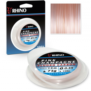 Rhino Fluorocarbon Pink Champagne Růžový 15m Nosnost: 19kg, Průměr: 0,60mm