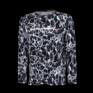 Savage Gear Tričko Night Uv Long Sleeve T-Shirt Black Waterprint Velikost: L