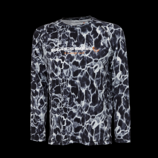 Savage Gear Tričko Night Uv Long Sleeve T-Shirt Black Waterprint Velikost: M