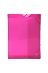 Box na spisy s gumičkou Iderama, A4 maxi, chrbát 40 mm, PP, transparentný, ružový