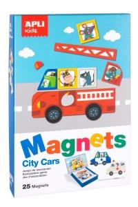 Edukačná hra s magnetmi - autá, 25 magnetov, darčekový box