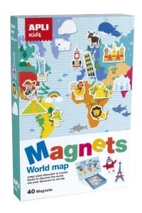 Edukačná hra s magnetmi - mapa sveta, 40 magnetov, darčekový box