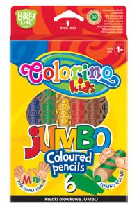 Farbičky okrúhle JUMBO, s strúhadlom, 6 farieb
