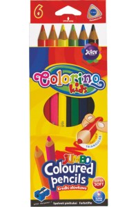 Farbičky trojhranné JUMBO, s strúhadlom, 6 farieb