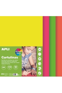 Farebný kartón A4 170g/m² mix fluo farieb 50 listov