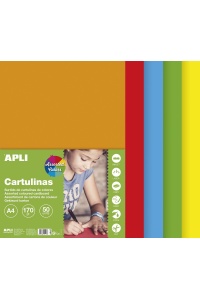 Farebný kartón A4 170g mix sýtych farieb 50ks