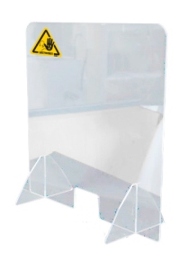 Ochranný štít na pult s okienkom, 750 x 800 mm, transparentný